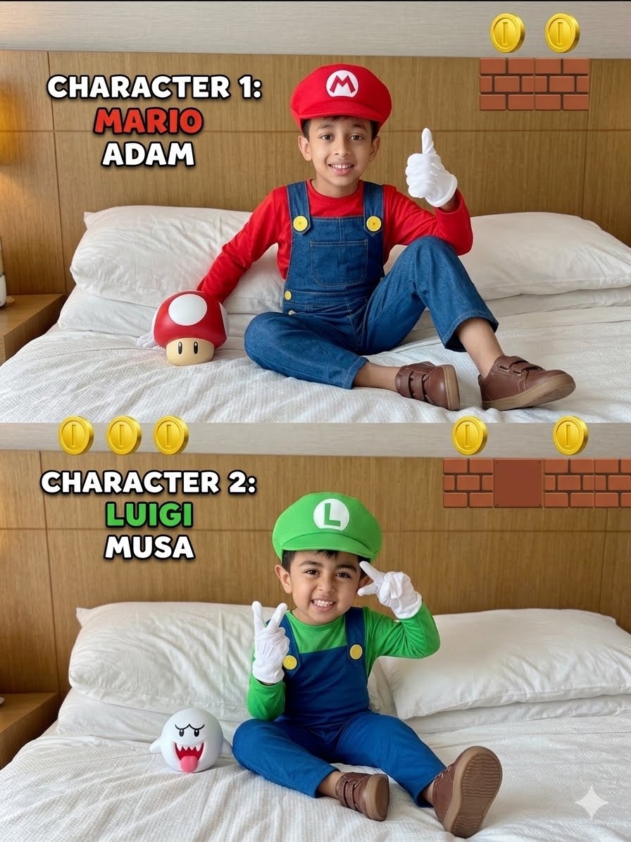 Adam in Mario costume